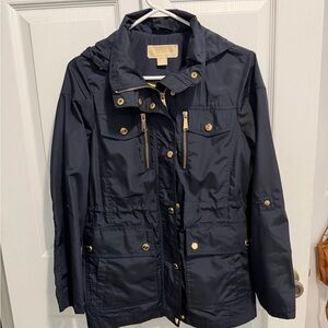 Michael Kors Dark Blue Utility Jacket with Gold Details